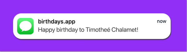Happy birthday to Timothee Chalamet text notification